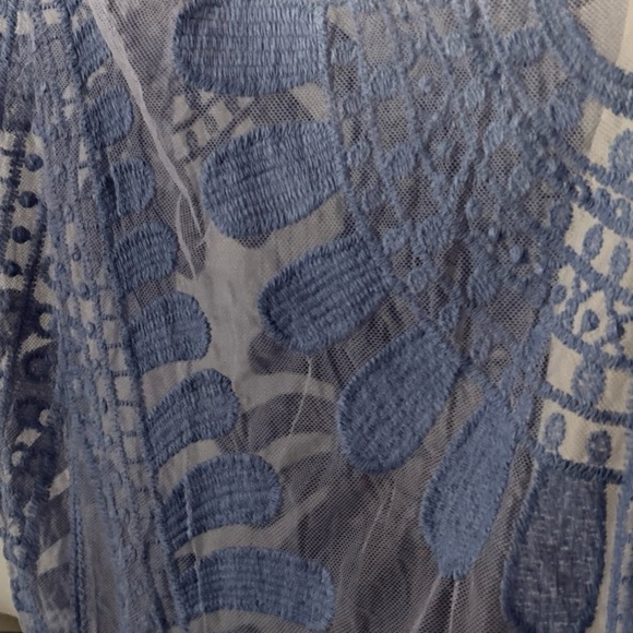 BEAUTIFUL OVERLAY FOR DRESS OR PANTS ONE SIZE DESIGNED NAVY WHITE - Picture 6 of 11